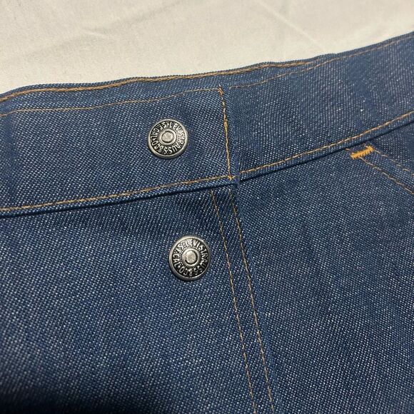 Vtg 70s Levi's Button Front Denim A-Line Skirt Made in USA Orange Label Size S/M - Picture 4 of 10
